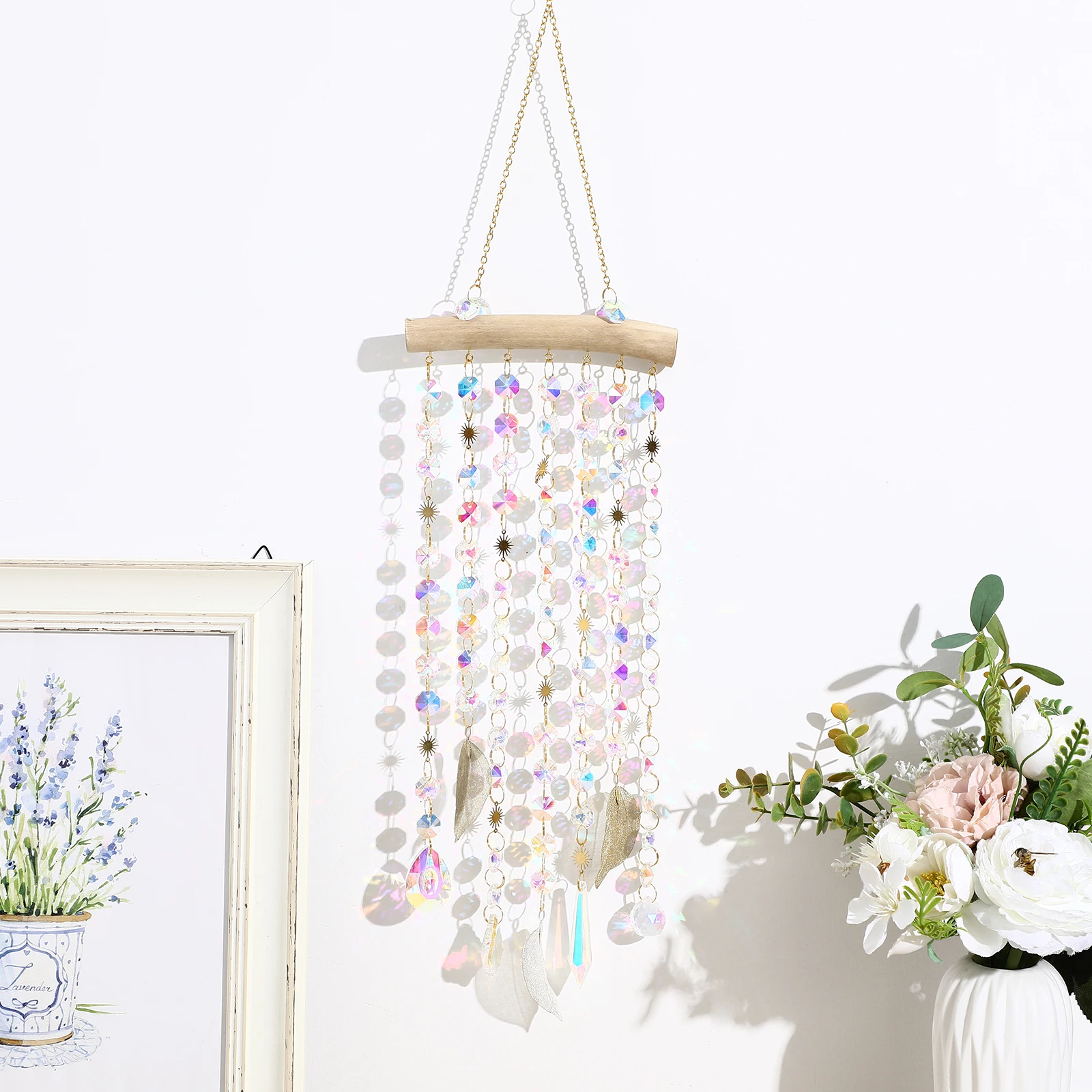 

Crystal Glass Hanging Decor Hanging Crystals Modern Wall Decor White Windchime Chimes Home Ceiling Sun Catcher Modern Room