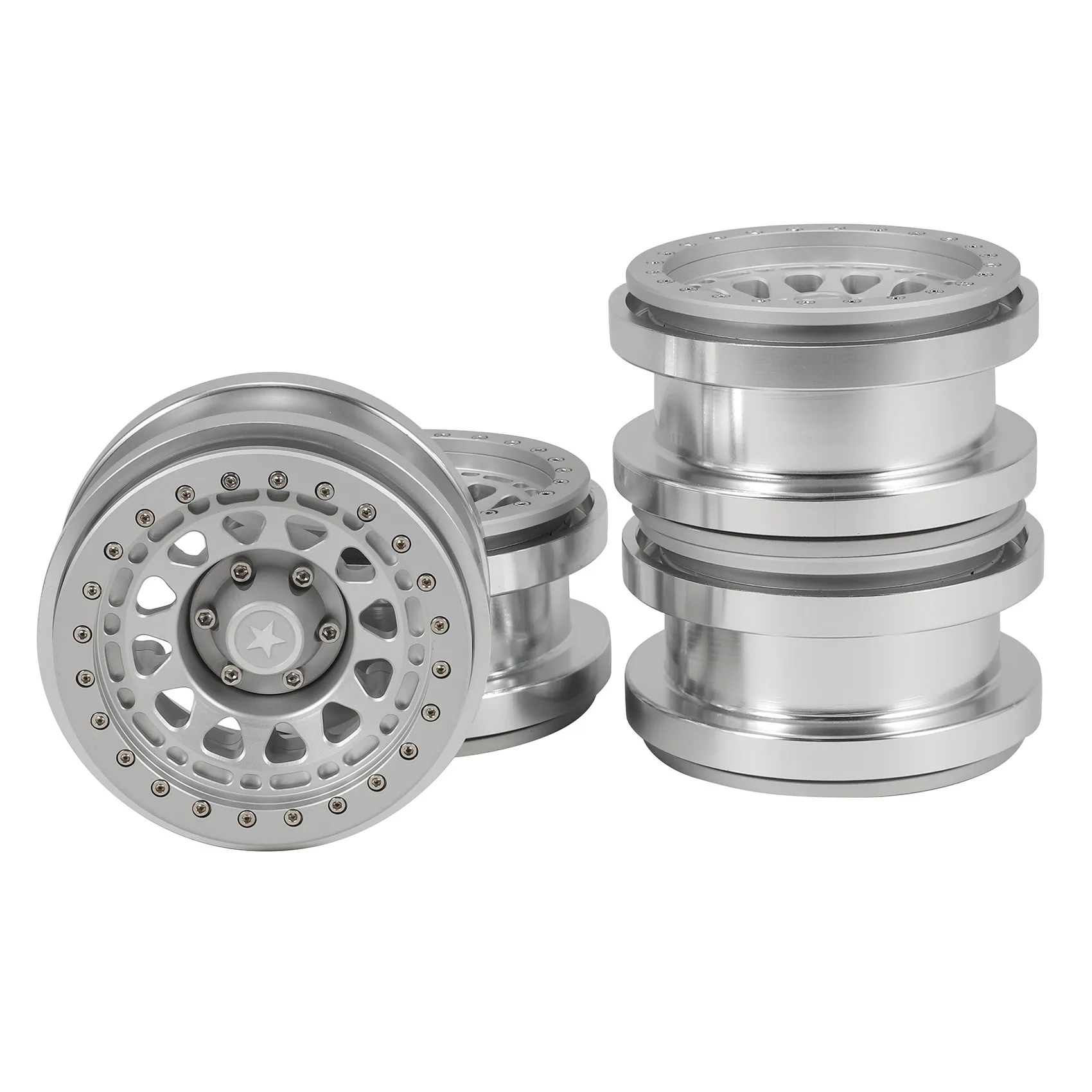 4PCS CNC Aluminum 2.9 Inch Beadlock Wheel Hub Rim for 1/6 RC Crawler Car Axial SCX6 JLU Upgrade Parts,3