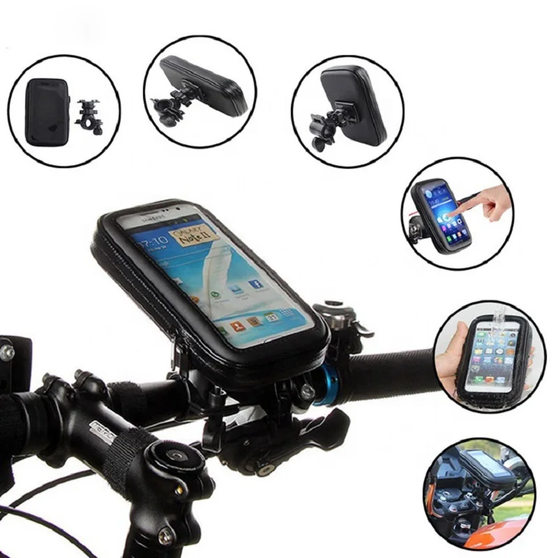 Bicycle Telephone Holder Support Moto Bicycle Rear View Mirror Stand Mount Waterproof Scooter Motorbike Phone Bag for Samsung