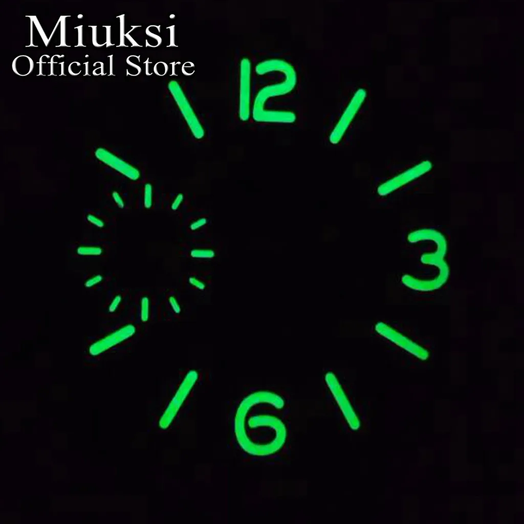 Miuksi 37mm black blue green white watch dial fit ETA 6497 or Seagull ST3600 movement