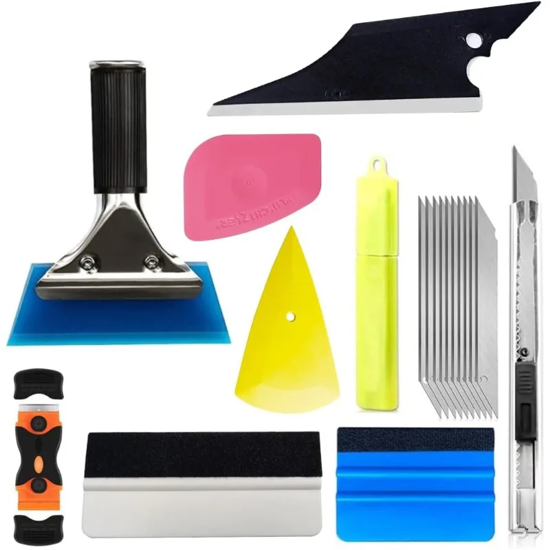 

18PCS Car Window Tint Kit, Tinting Tools Squeegees, Felt Squeege Cutter,Vehicle Glass Protective Film Wrapping Installation Set