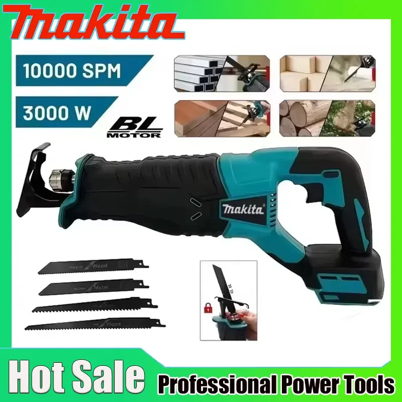 

Makita Brushless Reciprocating Saw Reciprocating Saw Portable Cordless Power Tools With 4pcs Saw Blades For 20V 18V Battery