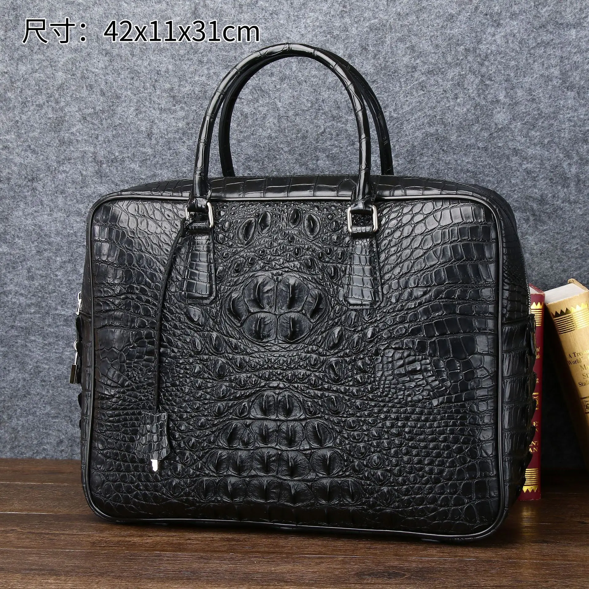 New Luxury Alligator Cow Genuine Leather Business Men's Briefcase Male Briefcase Shoulder Bag Men Messenger Laptop Computer Bag