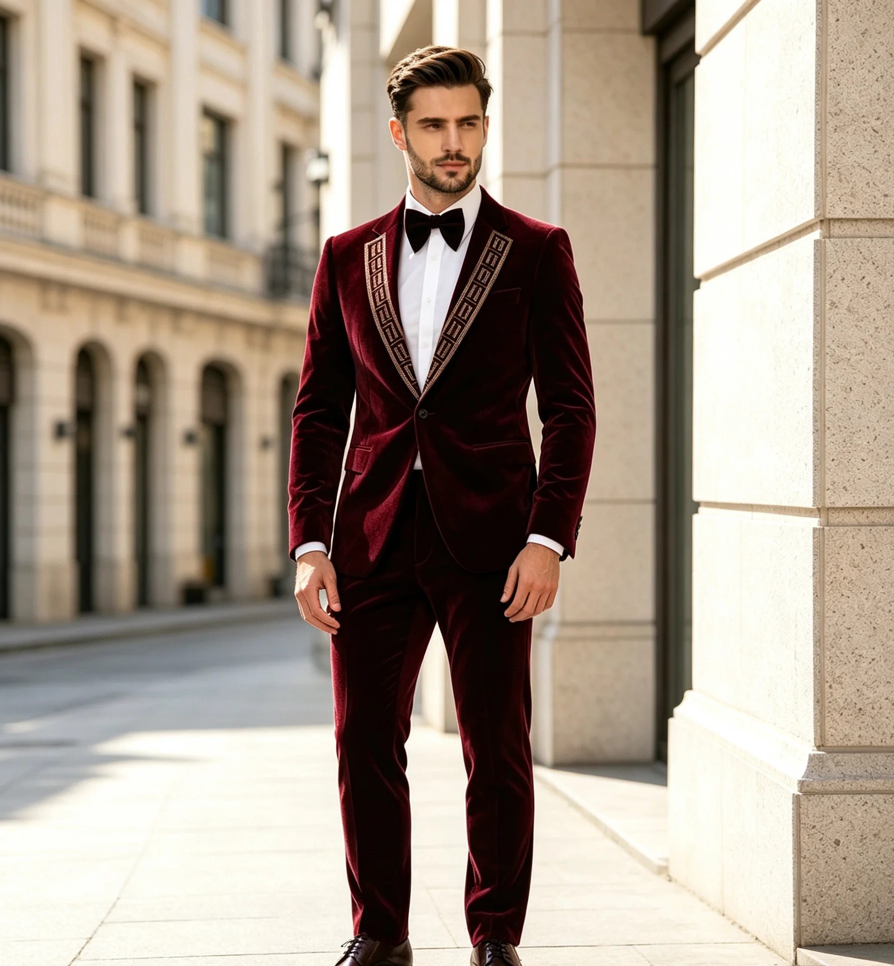 Luxury Men Jacket Pants Suit Beaded Notched Lapel One Button Slim Fit Evening Party Set Customized 2 Piece Celebrity Prom Wear