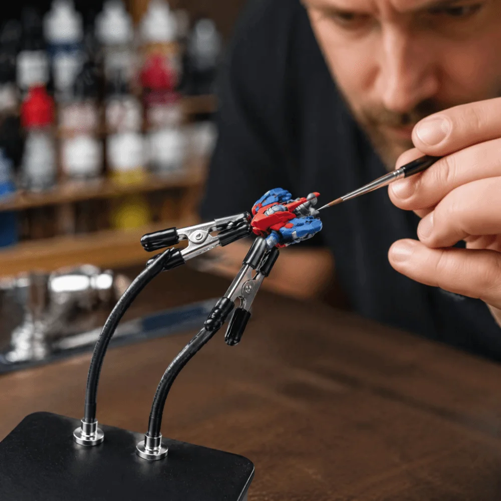 12pcs Flexible Clips Helping Hands 0.47in Opening Magnetic Bendable Soldering Station Steel Box Model Painting Stand