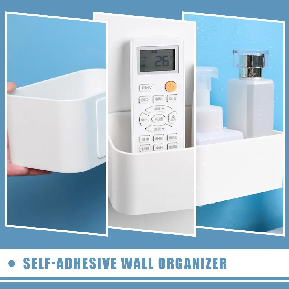 Wall Mounted Storage Boxes 4 Pack No Drill Self Adhesive Bathroom Kitchen Organizer Space Saving