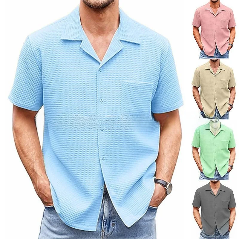 

Men's ort Sve Suit Collar irt ket Design Iron-Free Fabric Non-Sinking Easy Care Pure Color Casual Busin irt
