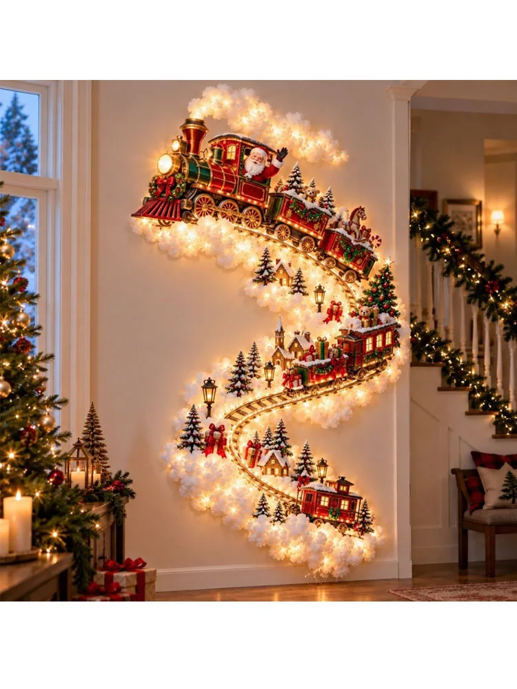 Neue Weihnachts-Wandbeleuchtung „Magic Trail“ – LED-Leuchtende Weihnachtsdekoration 2026, Weihnachtsmann-Zug, Rentier, Geschenk, Weihnachtsparty-Zubehör