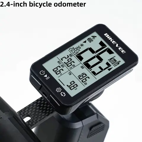 GPS Bike Computer Wireless Bicycle Computer 2.4 LCD Screen Cycling Speedometer Odometer with Auto Backlight and Bracket