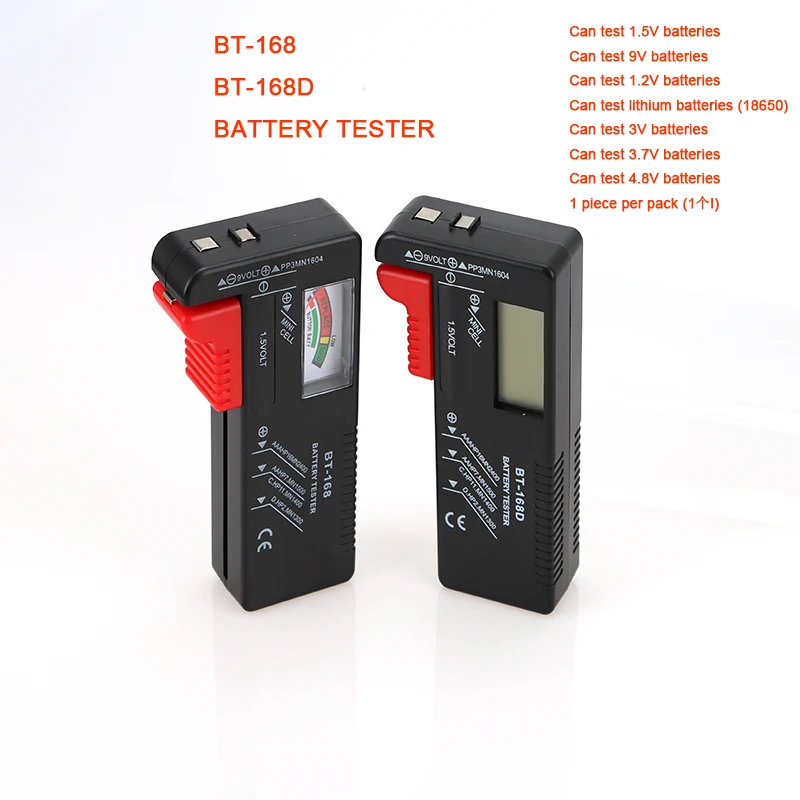 BT-168 AA/AAA/C/D/9V/1.5V Button Battery Voltage Lnspector Color Display Universal Battery Tester
