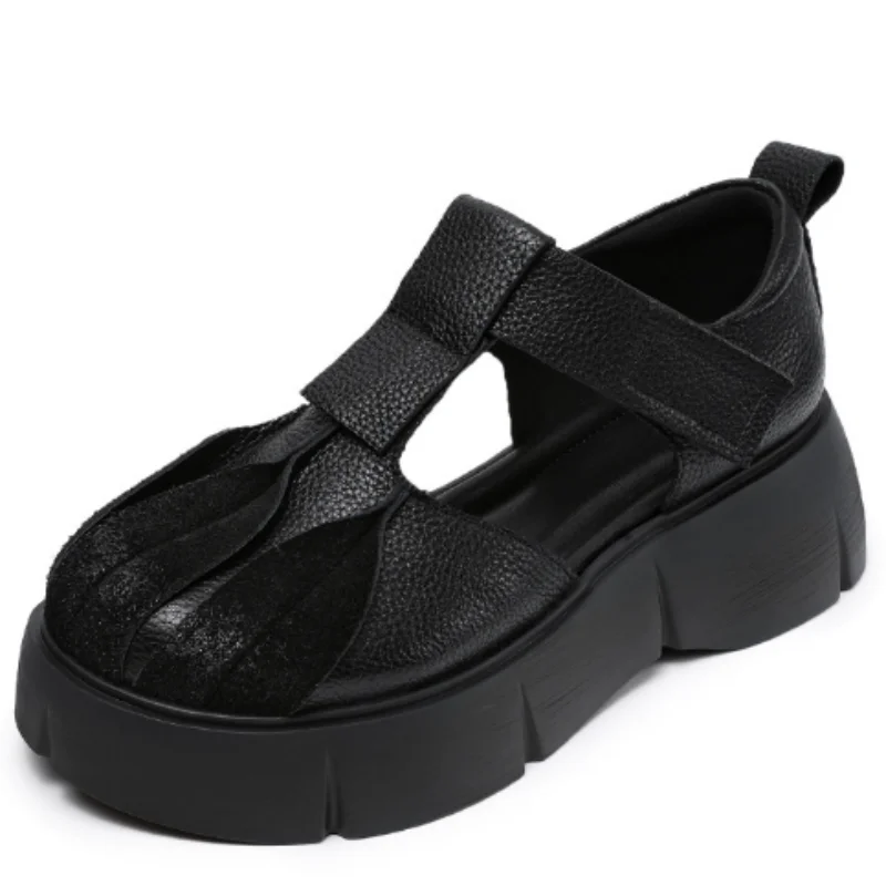 

ZXRYXGS Летние женские сандалии премиум-класса из воловьей кожи в стиле ретро, сандалии на платформе, на танкетке, удобные легкие универсальные сандалии 2025