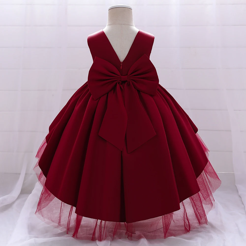 Bow Baby Girl Party Dress Christmas Costume Toddler Tulle 1st Birthday Wedding Princess Dresses Bridemaid Kids Clothing Vestidos