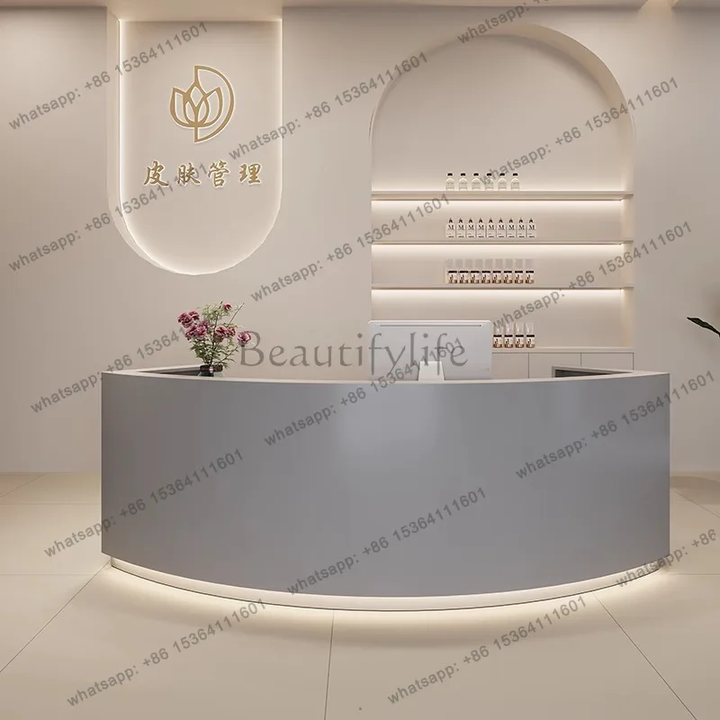 Factory Direct Sales Modern Minimalist Company Cashier Desk Nordic Cream Style Beauty Salon Clothing Store Arc Reception Desk Of