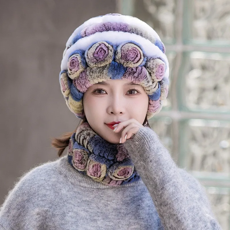 New warm fur hats for women in autumn and winter fashionable versatile ear-protecting middle-aged mothers