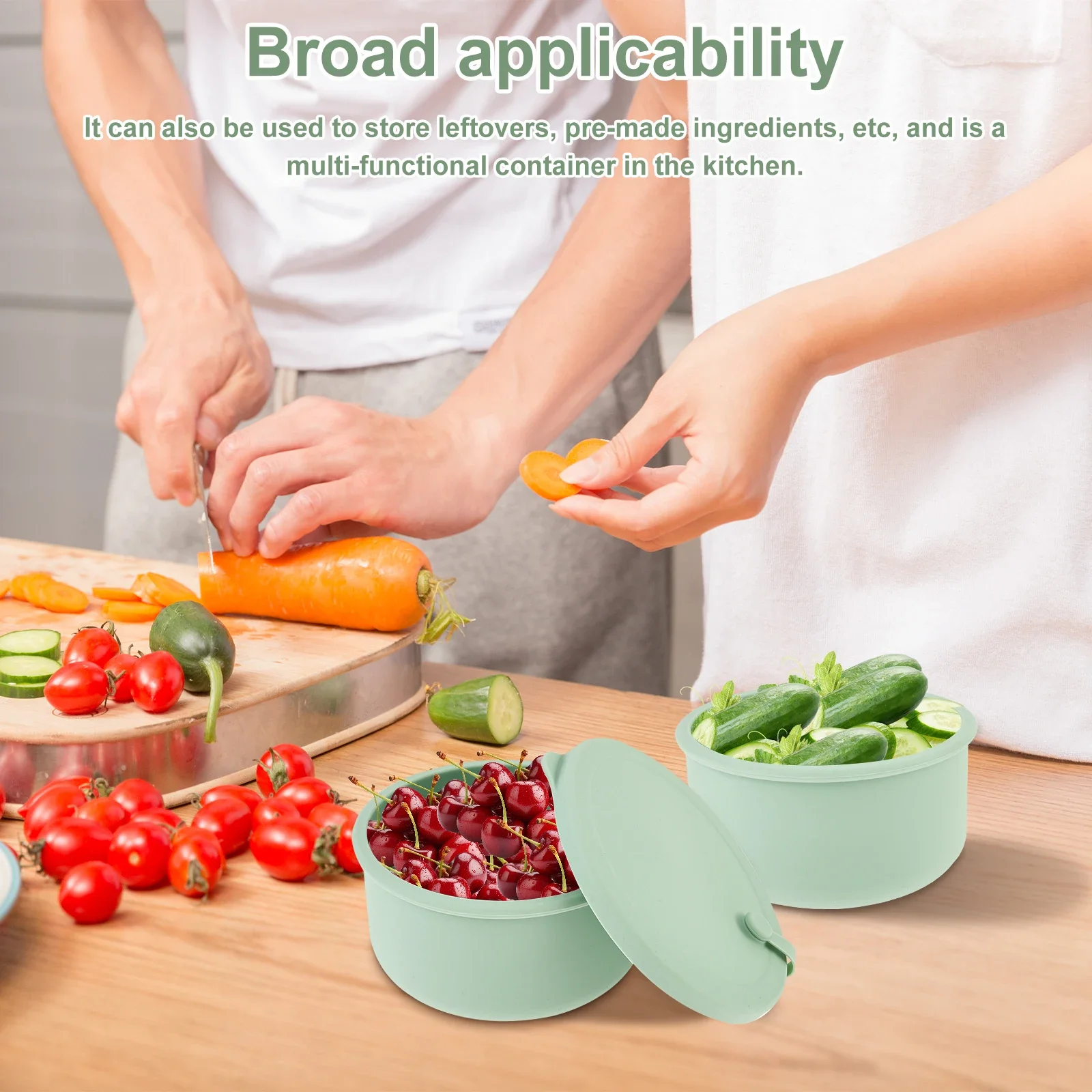 2Pcs Pizza Dough Box Non-stick Silicone Stackable Fermentation Container with Lid Food Storage Box Kitchen Baking Accessories