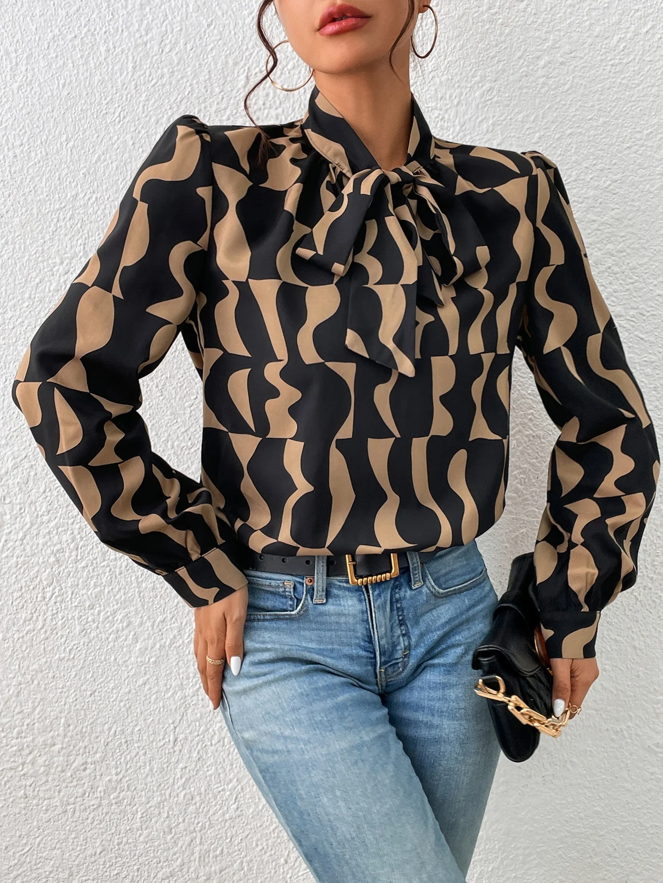 Wiosna 2025 nowa kolekcja retro bluzki damskie z luźnym krojem, wzorzyste, z kołnierzykiem stójką i koronką.