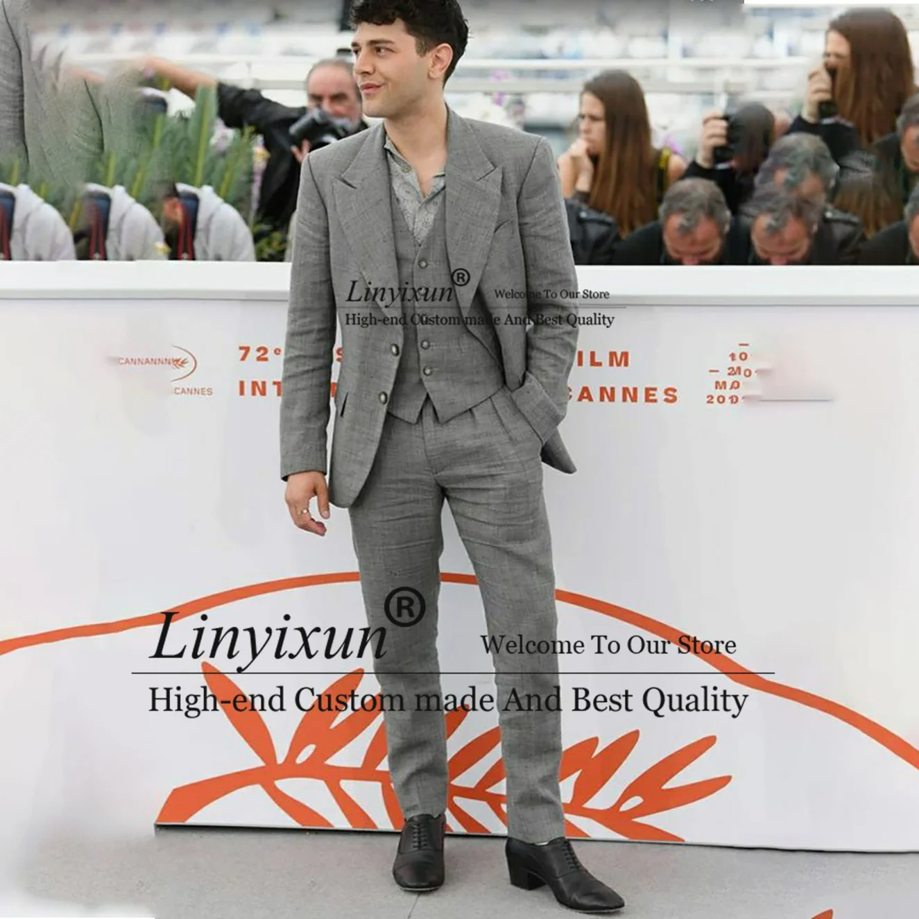 

Gray Men Suit Notched Lapel Groom Wedding Tuxedos Formal Business Male Blazer 3 Pieces Jacket Pants Vest Set Costume Homme
