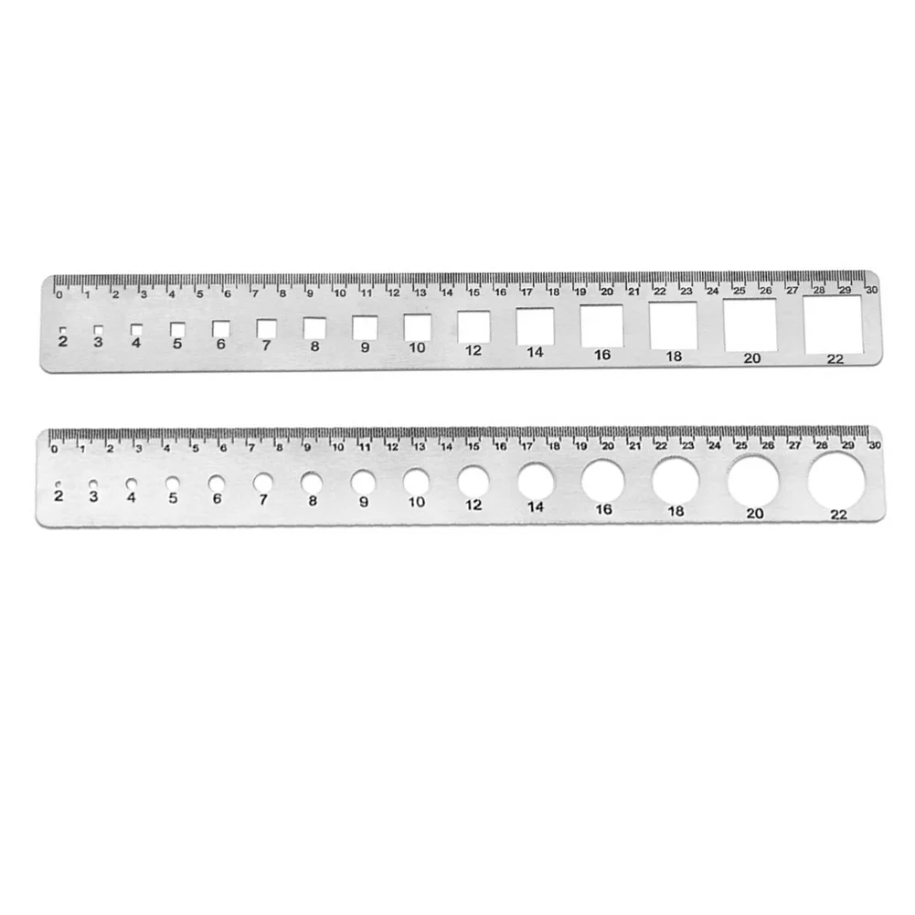 

1PCS Stainless Steel Ruler With Round And Square Hole Office Multi-function Hole For Student School Stationery Measurement Tool
