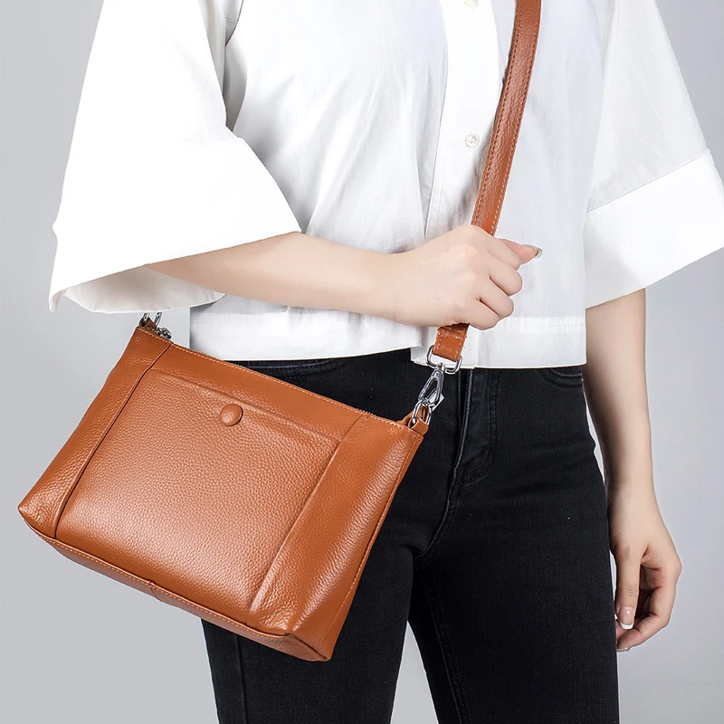 Roomy Commute Bag, Women's Genuine Leather Shoulder Bag, Real Skin Female Messenger Cross-body Bag, AN033