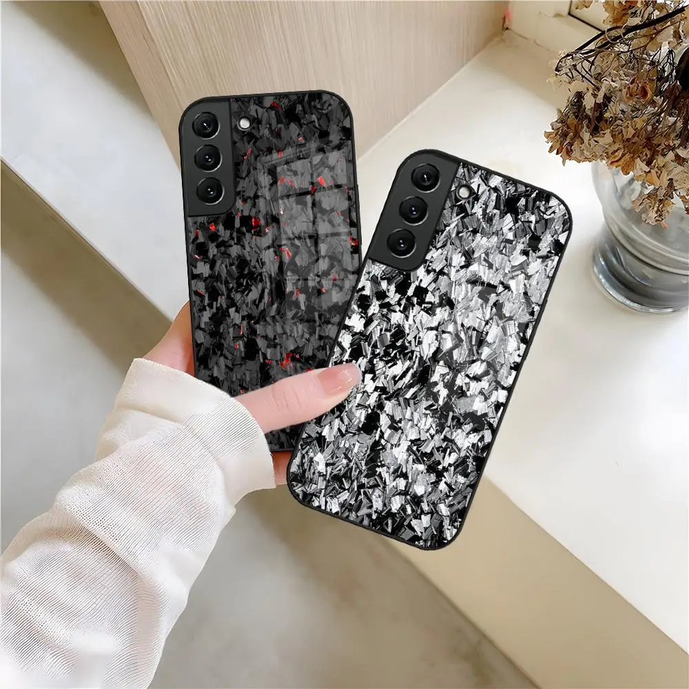 Real F-Forged Carbon Fiber Phone Case Glass For Samsung S24 S26 S25 S23 Ultra Fe Plus A16 A17 A37 A57 A15 A25 A35 Shell