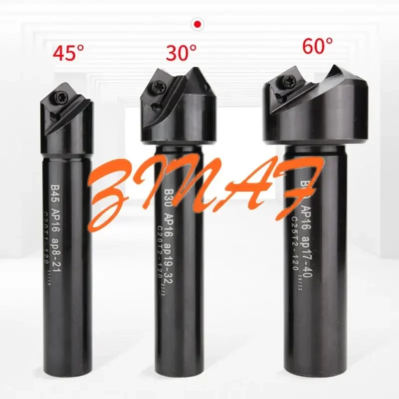 Chamfering cutter Countersink Bar Indexable Chamfer Milling Cutter Tool Holder 30 45 60 Degree TC AP C20-20 C16-16 Spot Drilling