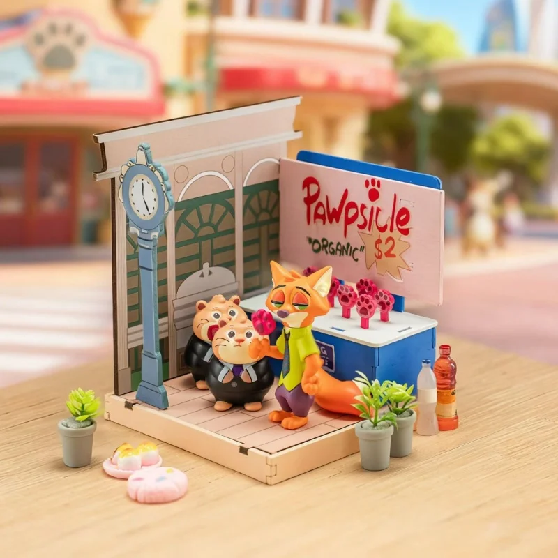 الأصلي Yuanye Fondjoy ديزني Zootopia لتقوم بها بنفسك البناء المشهد صندوق أعمى الجمعية لعبة مجسمة تحصيل الكرتون صندوق غامض ديكور