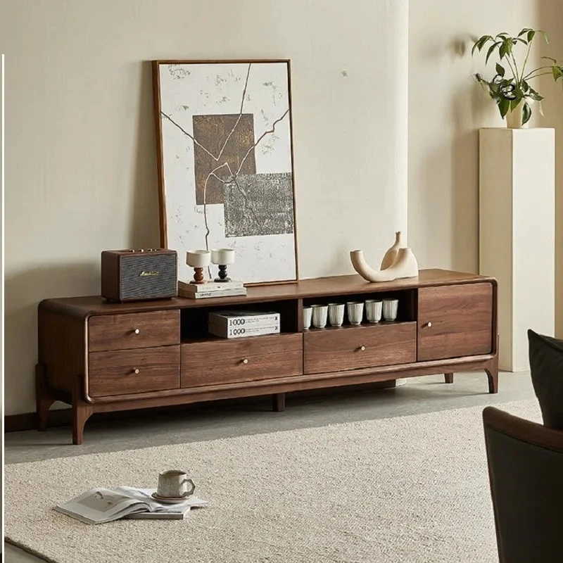 

North American black walnut TV cabinet Nordic living room home locker with drawer creative floor cabinet