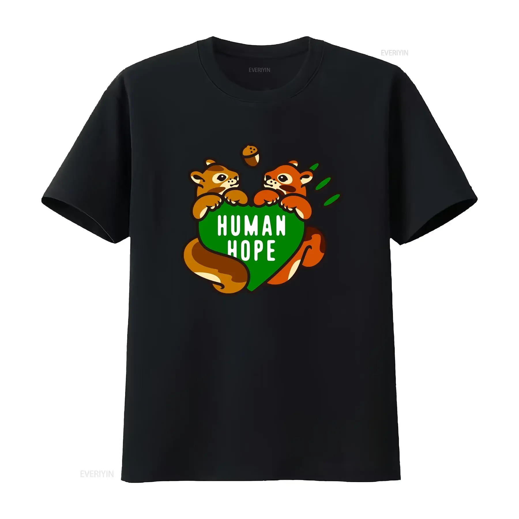 T shirt da uomo Human Hope Girocollo casual con tessuto leggermente elasticizzato vestibilità regolare motivo stampato per