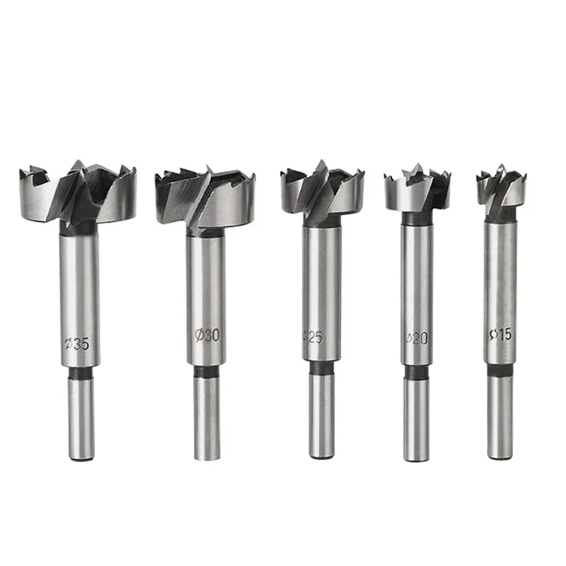 5 pz Forstner strumenti per la lavorazione del legno sega a tazza cerniera noioso punta da trapano Set muslimate gambo tondo taglierina in acciaio ad alto tenore di carbonio