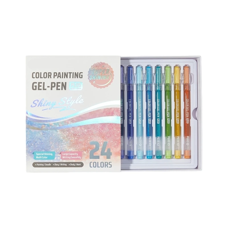 C7AB Color Writing Set in Glitter Gel Pen 24/48 Shade Set for Drawing Journal Writing and Study Use in Box