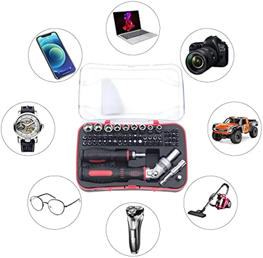 61 Stuks Ratel Schroevendraaier Moersleutels Set Reparing Gereedschap Nieuw