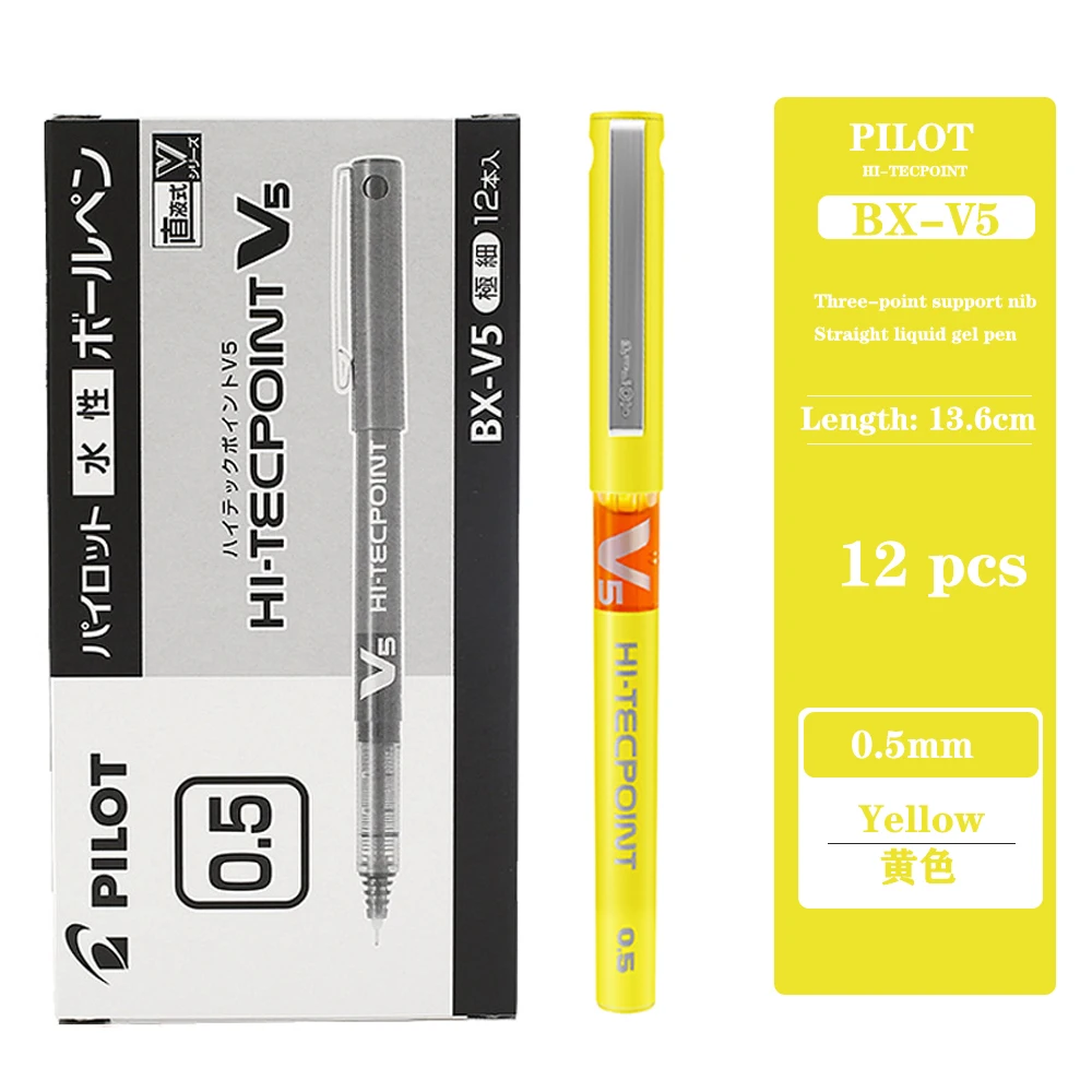 12 Stks/doos Pilot Gel Pen BX-V5 Rechte Vloeibare Balpen 0.5Mm Grote Capaciteit Kleur Spuit Pen Schoolbenodigdheden Briefpapier