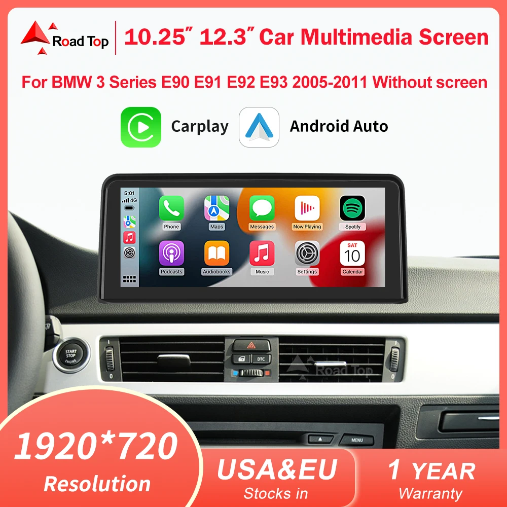 10,25' 12,3' Linux-Bildschirm Kabelloses CarPlay Android Auto für BMW 3er Serie E90 E91 E92 E93 ohne OEM-Bildschirm Multimedia-Display