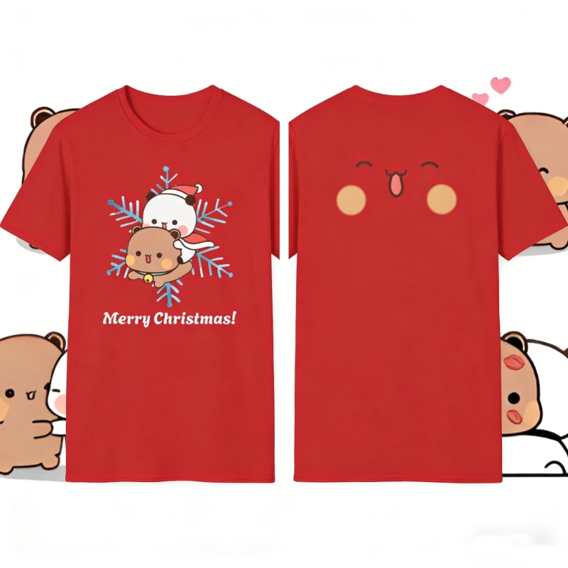 

Kawaii Bubu Dudu Unisex High Quality Christmas Funny Lovely Graphic T-Shirt Holiday Gift for Couples Crewneck Short-sleev Women