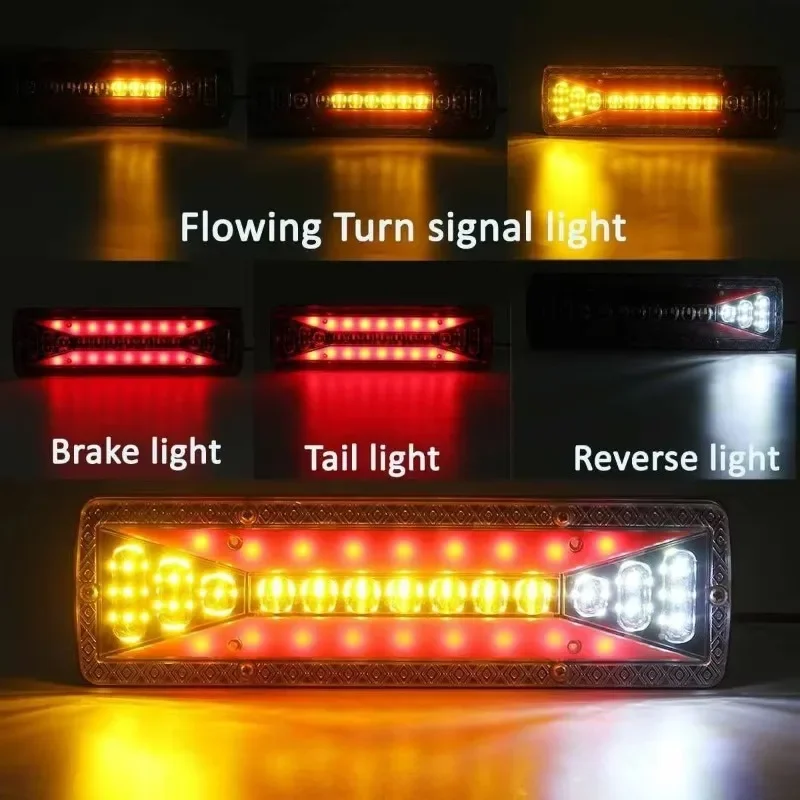 

For Car Trailer Truck Tail Lights 2pcs 12V Turn Signal Reverse Brake LED Lamp Boat Vehicles Lorry Rear Light Bus Campers Tractor