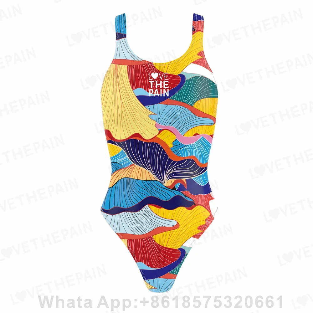 

Love The Pain Professional Women One-piece Sports Swimsuit Competition Type Female Triangle Swimwear Digital Printing Fashion