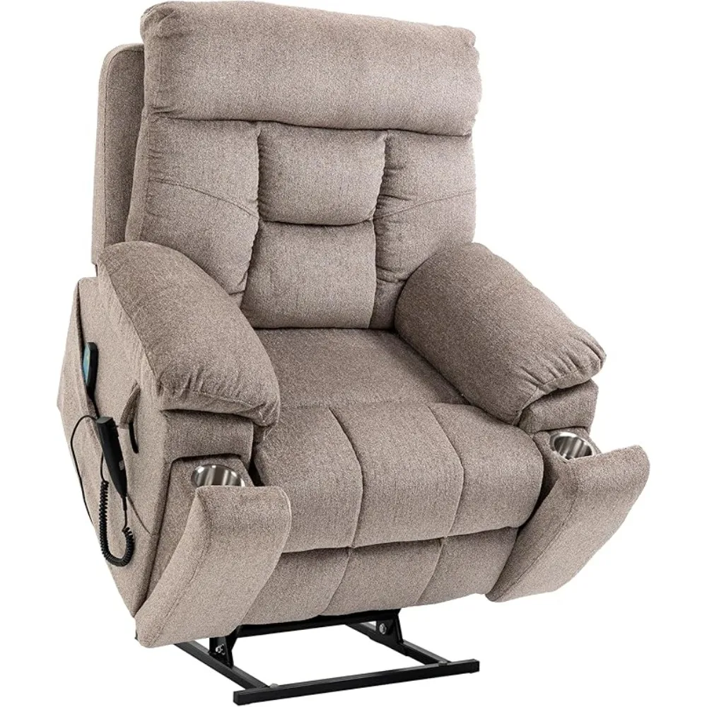 Dual Motor Chenille Lift Recliner Chair for Adults,Massage Heating,Infinite Position,Cup Holders,Side Pockets,Living Room Chairs