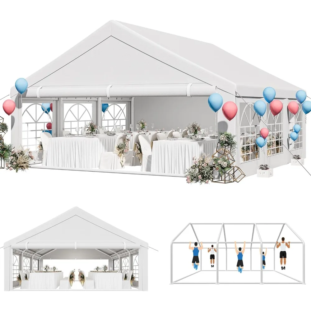 

Tent Event Shelters Heavy Duty Outdoor Upgraded Galvanized Canopy with Large Roof,4 Removable PVC Sidewalls&3 Storage Bags