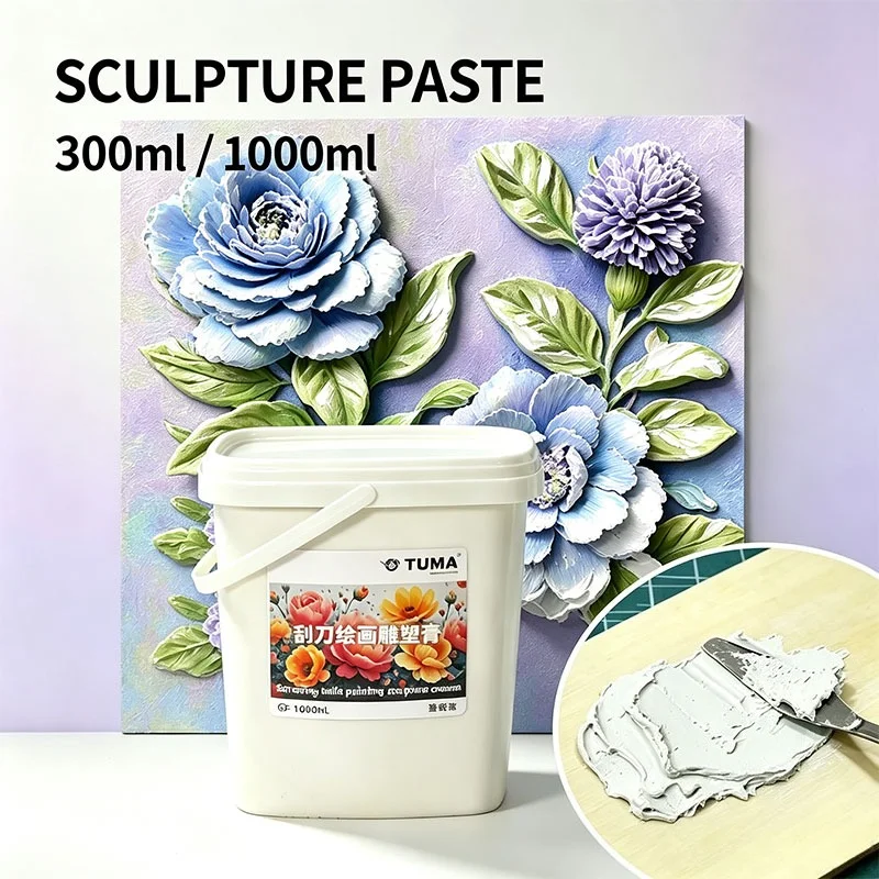 300/1000ML Sculpture Paste Texture Painting Paste Ready To Use Relief Modeling Paste 3D Sculpting DIY Oil Painting Art Supplies