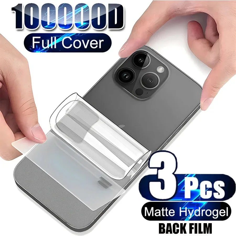 투명 TPU 스크린 보호대 뒷면 부드러운 무광 하이드로겔 필름, 아이폰 15, 14, 13, 12 미니, 11 프로, X, XS 맥스, XR, 7, 8 플러스, SE용, 3 개 