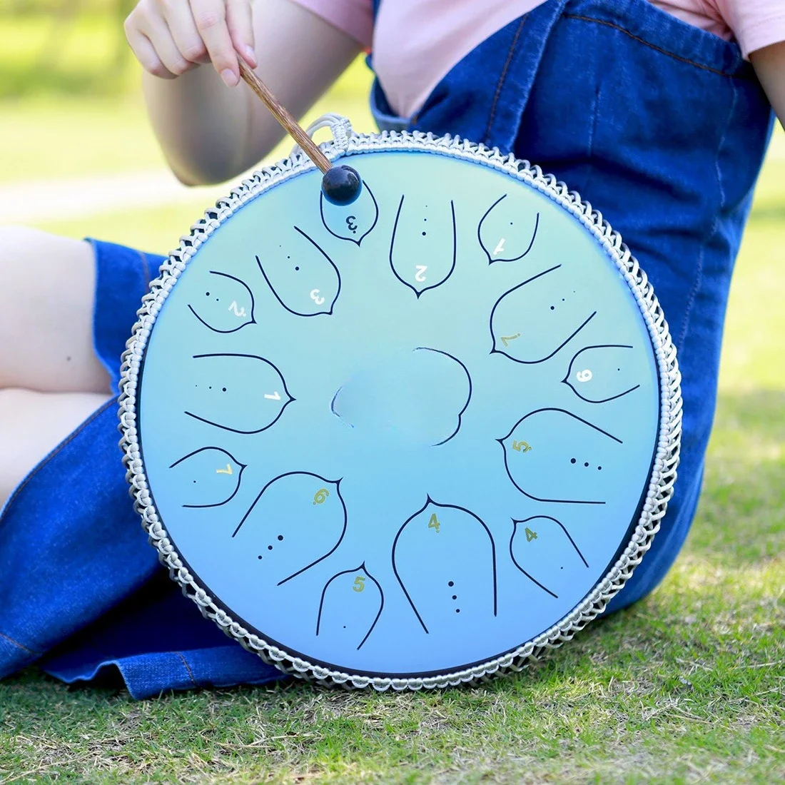 Ethereal drum 14 inch 15 tone steel tongue drum blue D key forgetting color empty worry-free drum percussion