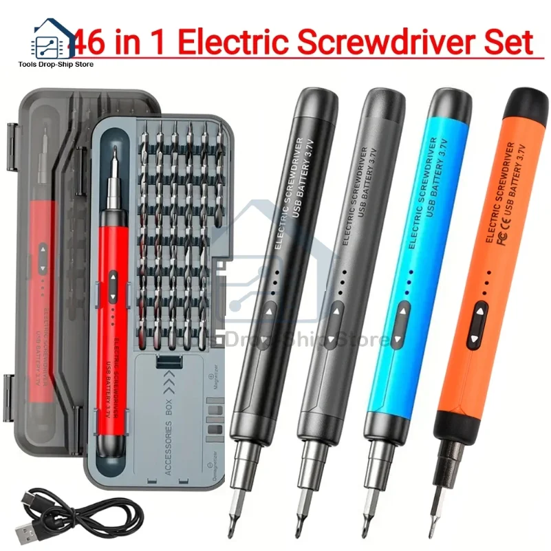 

46 in 1 Electric Screwdriver Set Precision Power Tool Kit DC3.7-4.2V Wireless Mini Small Bit for Mobile Cell computer Repair CRV