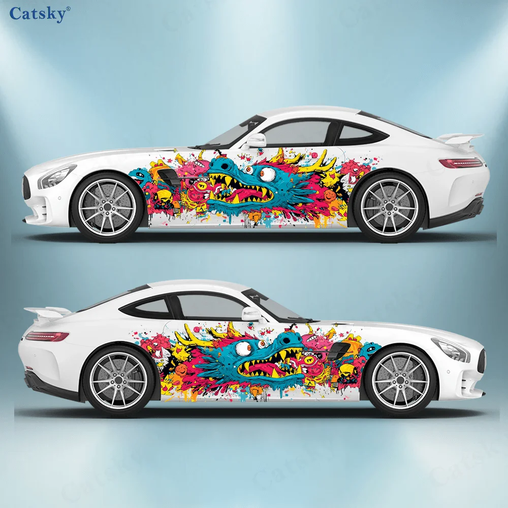 

Красочная виниловая наклейка с рисунком дракона для автомобиля, самоклеящаяся наклейка из ПВХ, подходит для грузовиков, внедорожников, украшения, автоаксессуары, подарок