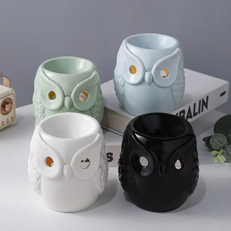 

Ins Creative Owl Ceramic Aromatherapy Stove Ceramic Aromatherapy Stove with Candle Holder Home Accessories Craft Ornaments