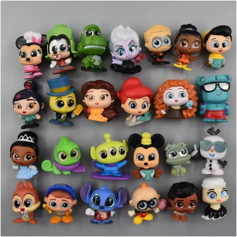 Disney genuíno carga em massa mini figura de ação 20/30 pçs portaables aleatórios sem estilos duplicados olhos de vidro em massa pequenas crianças presente brinquedos