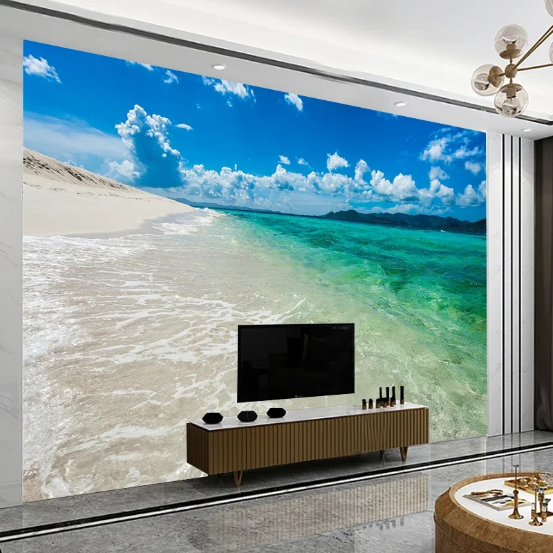 Personalizado 3d foto papel de parede céu azul praia mar vista pintura quarto sala estar sofá decoração mural da parede