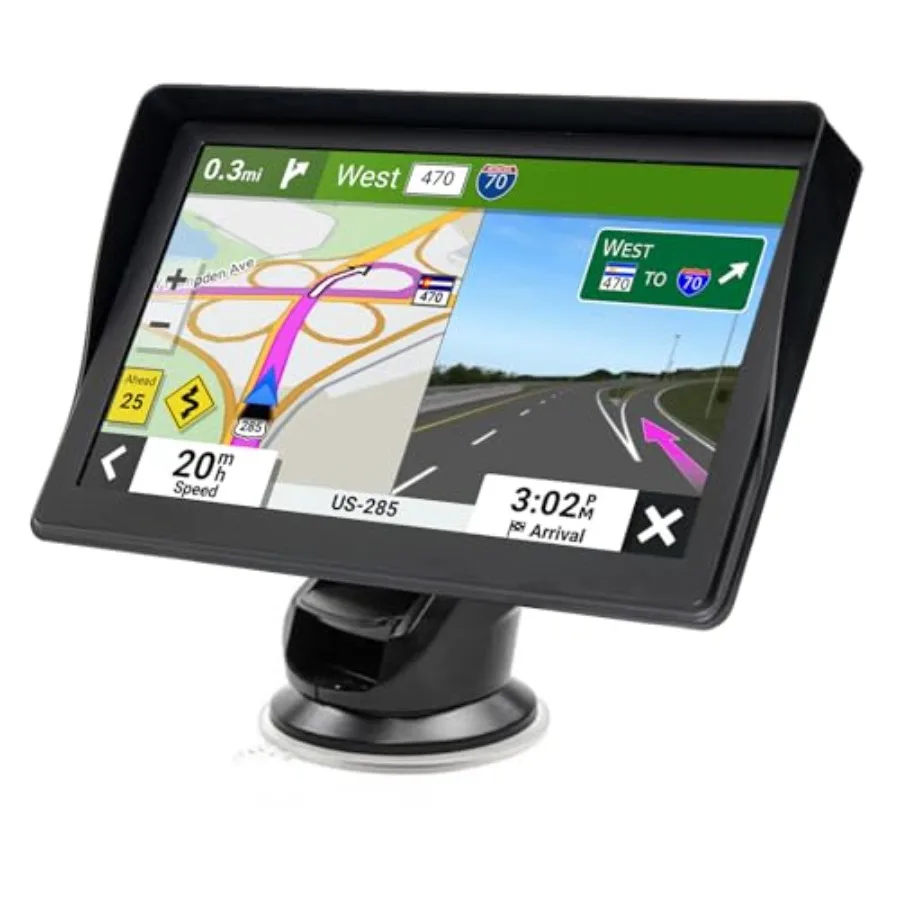 GPS Navigator for Car Truck RV - 7'' HD Touchscreen Navigation System, Latest 2025 Maps Free Lifetime Updates, Speed and Red Li
