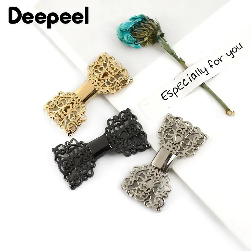 Deepeel 5/10Pcs Metal Bow-knot Buckles Shoes Handbag Leather Crafts Decor Label Buckle for DIY Hardware Sewing Accessories