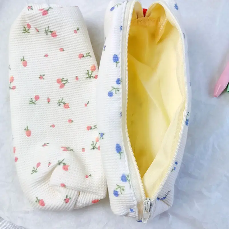 Cute Multifunctional Floral Pen Bag Student Cartoon Stationery Bag Large Capacity Pencil Case Stationery Organizer School Office