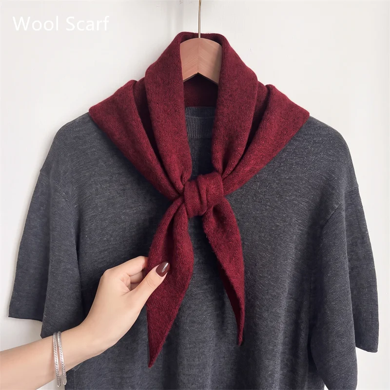 Soft Cashmere Mix Triangle Scarf Warm Cozy Neck Wrap Classic Triangular Muffler Lightweight Knit Daily Casual Wear Accessory